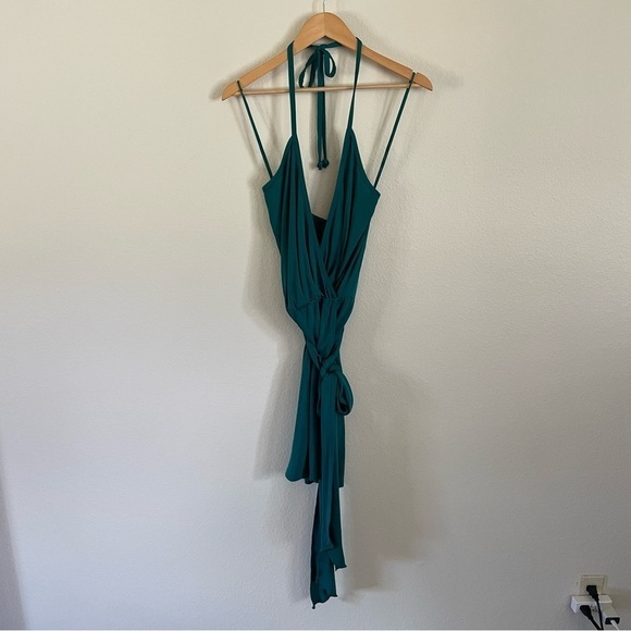 Haute Hippie Halter Wrap Cocktail Mini Dress Emerald Green Size XS - Picture 7 of 13